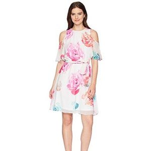 NWT Cavin Klein floral cold shoulder chiffon 8